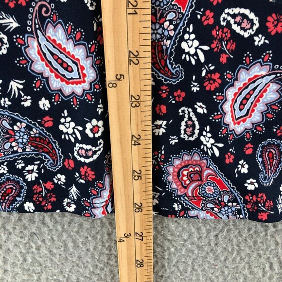 Roz & Ali Top Womens Small Navy Red Paisley Floral Small Sleeves Stretch Boho - Picture 9 of 10